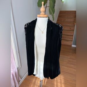 1950s Velvet Black Beaded Capelet | Miller & Rhoads Vintage Formal